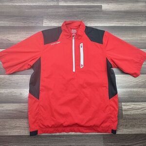 Snake Eyes Jacket Mens Large Red Black Pullover 1/4 Zip Golf Weather‎ 18